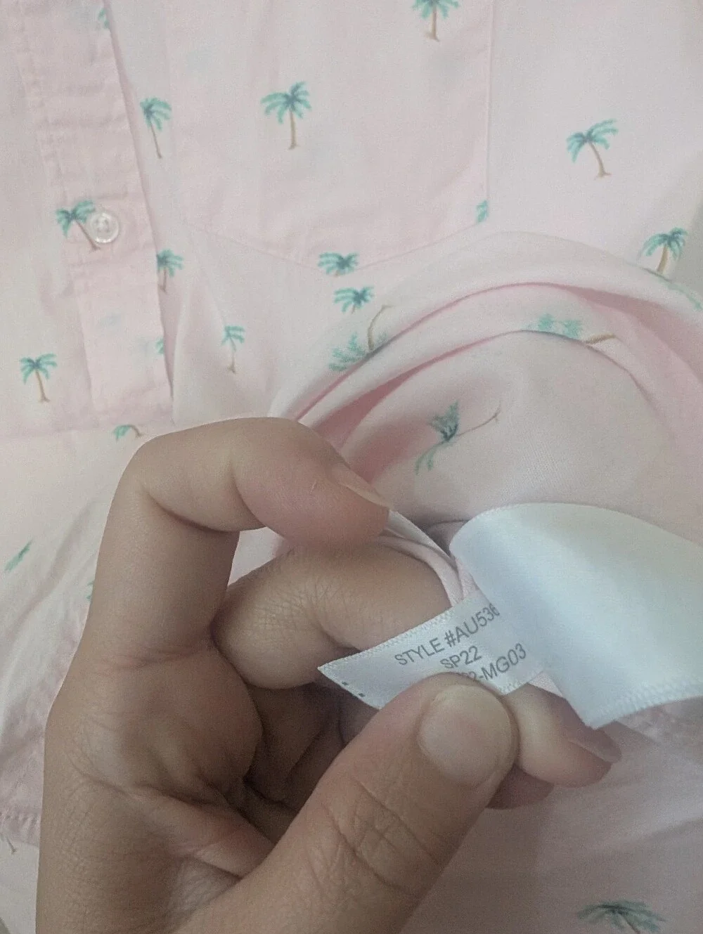 J.Crew Pink Short-Sleeve Slim Palm Tree Print Button Down Shirt